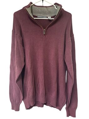 Oscar De La Renta Men's Burgundy 1/4 Zip 100% Cotton Sweater Size Large